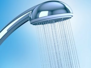 Showerhead dispensing water